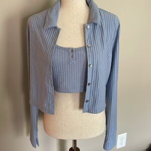 Madewell periwinkle cami and sweater set